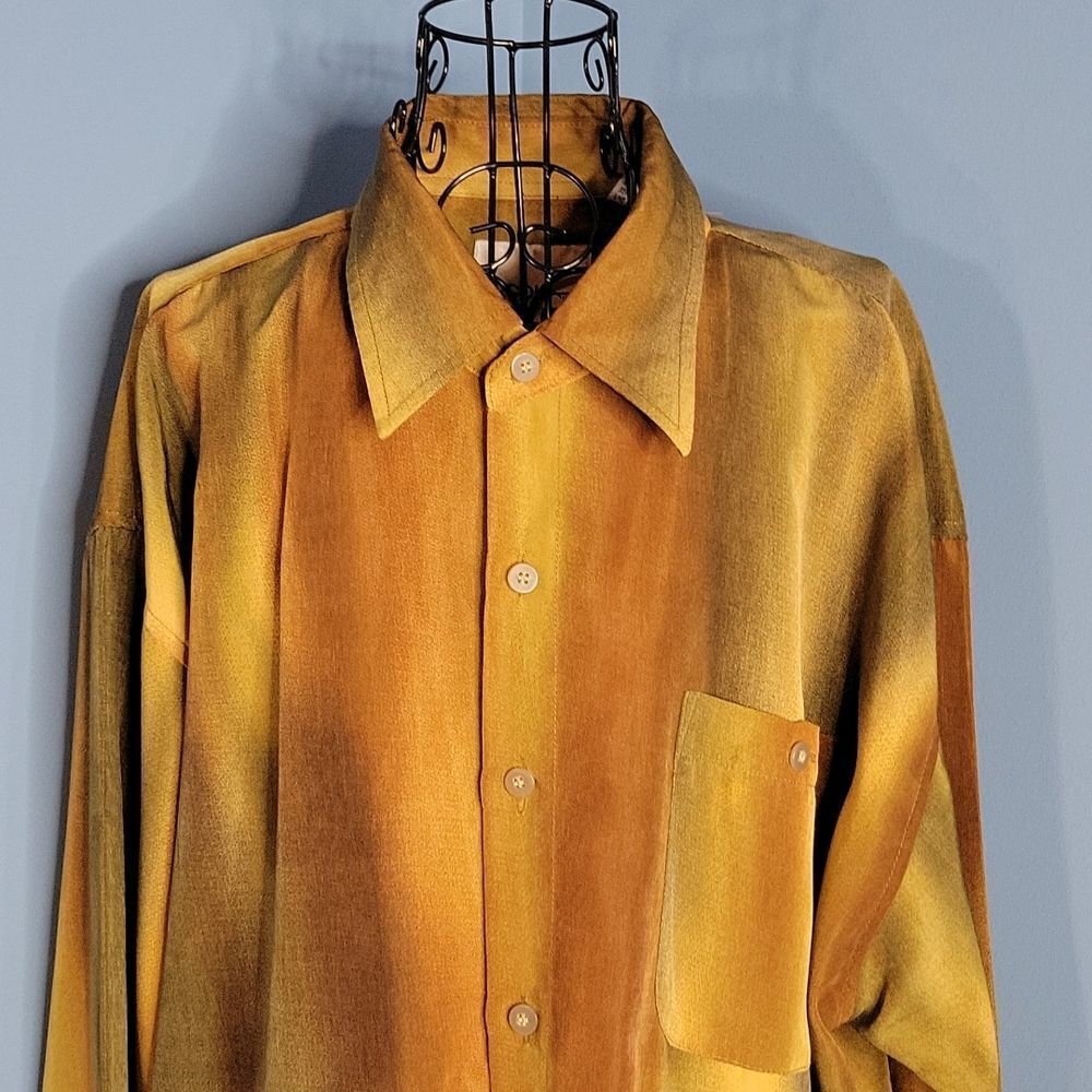 VIRGOLA UOMO Men's Bronze and Gold Dress Shirt Size XL - Picture 2 of 8